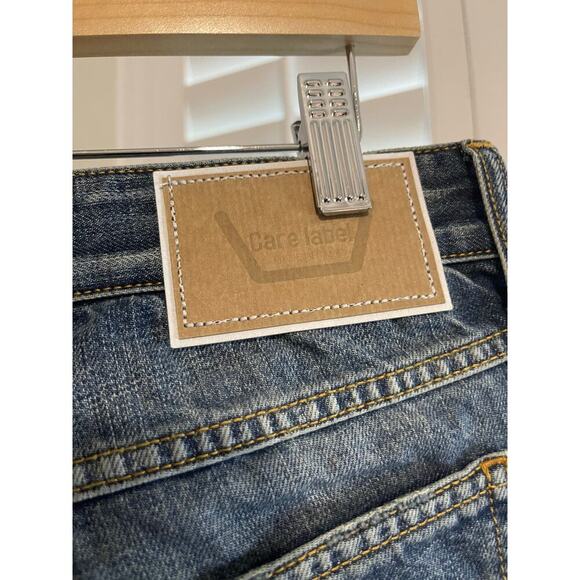 Care Label Men’s Italian Button Fly Dark Distressed Denim - Picture 6 of 6